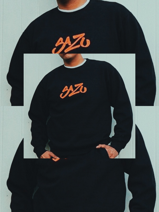 Printed Black Pullover Crewneck - SAZU