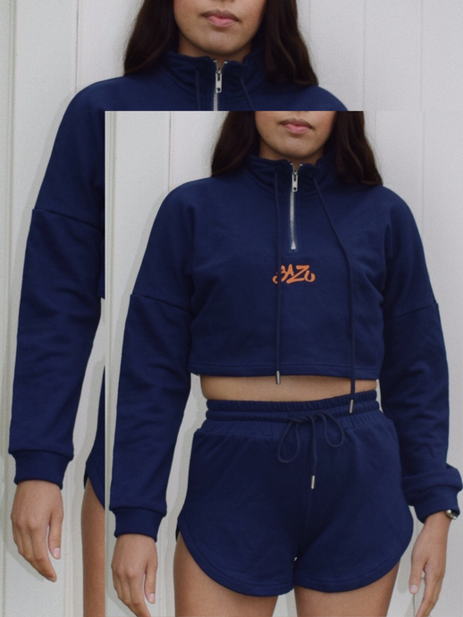 Printed Sweatshirt + Shorts Loungewear Set - SAZU