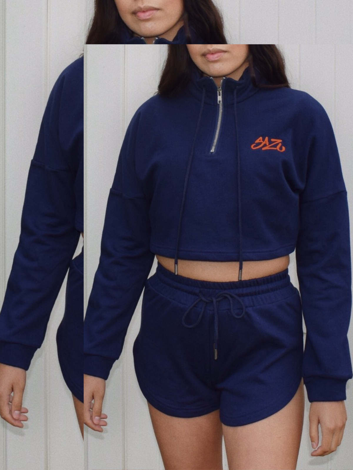 Embroidered Sweatshirt + Shorts Loungewear Set - SAZU